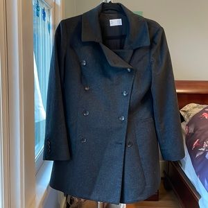 TSE 100% cashmere double breasted gray peacoat with 100% silk lining